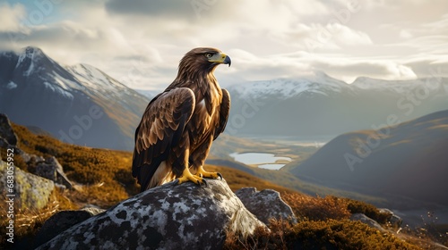 Golden Eagle Overlooking Sunset River Valley