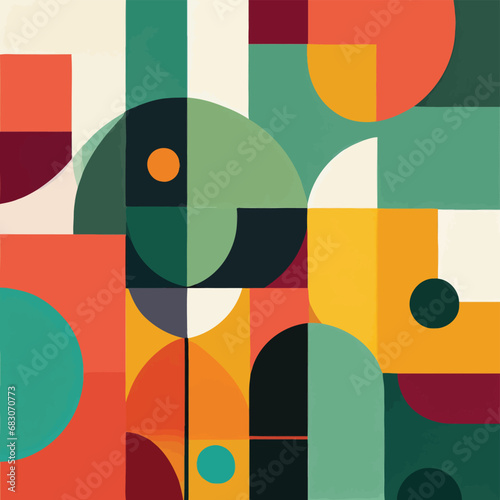 Colorful colourful modern vector abstract geometric background with circles, rectangles and squares simple shapes graphic pattern
