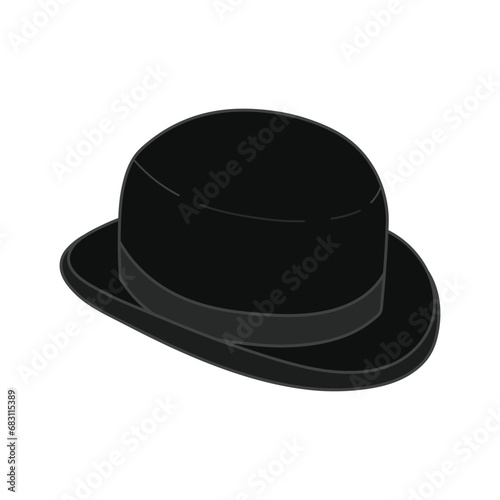 Kids drawing Cartoon Vector illustration bowler hat Isolated on White Background