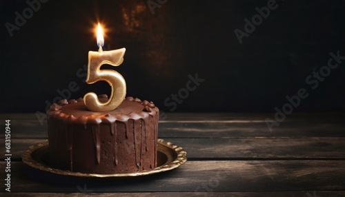 Candle on a cake alone - 5th anniversary