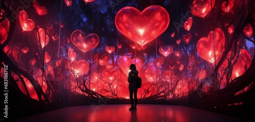 A Decorator-patterned digital art installation, where lights and projections come together to create a visually stunning and immersive experience for Valentine's Day