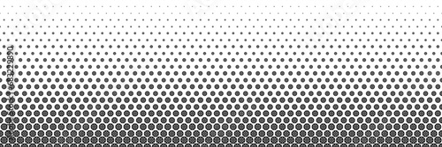 horizontal black halftone of white snow flake in black circle design for pattern and background.
