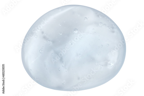 Transparent blue gel with bubbles isolated on transparent background.