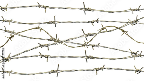 barbed wire fence on transparent background