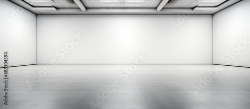 Professional lights and cyclorama structure inside a white photo studio background