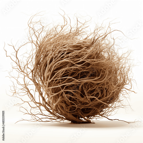 Tumbleweed of Desert Origins, Isolated on White Background