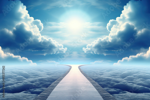 infinity road with clouds or never ending road design advertisement