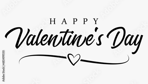 Happy Valentine's day text lettering typography poster background Vector illustration.
