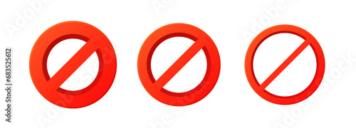 3d forbidden prohibit sign. Red ban restriction circle vector