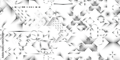 Halftone dots seamless pattern texture. Grange shapes .Grunge textured . Vector shapes with half tone dots .Screen print endless pattern texture