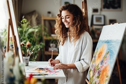 Portraits of individuals engaging in hobbies or activities that promote mental wellness, such as reading or creative arts, creativity with copy space