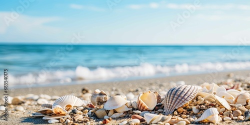 Sea shells and rocks on the beach