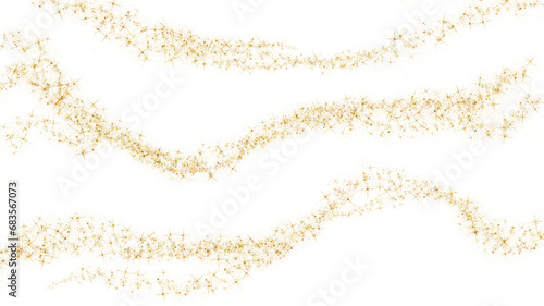 A digital illustration with gold glitter magic swirls and stars on a transparent background.