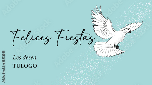 Background web, landepage, Felices fiestas ilustración paloma en colores pasteles