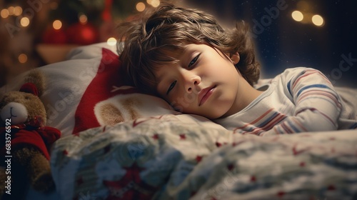  A boy slept peacefully in bed on a holiday night