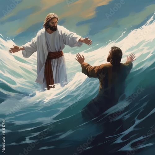 Jesus and Peter on the Water