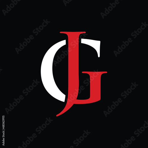 Alphabet letters GJ Modern logo design minimalist, Unique modern creative minimal logo design