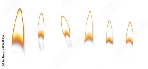 candle flame set isolated on transparent background