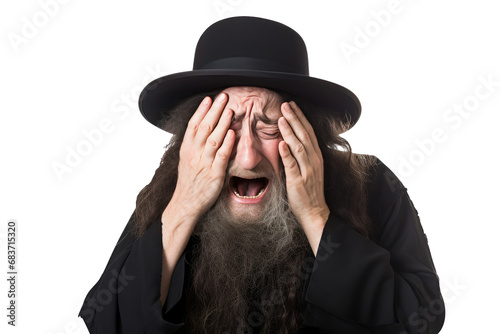 crying Orthodox rabbi
