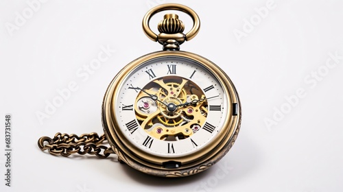 a pocket watch with a gold band