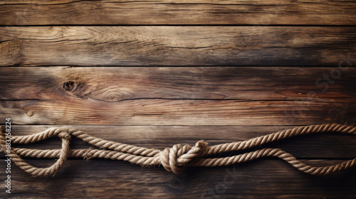 Old rope on vintage wooden background