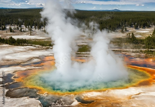 Geyser Gala: Wyoming's Yellowstone National Park Morning Spectacle.