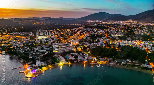 Aerial view of Gumbet in Mugla Province, Turkey