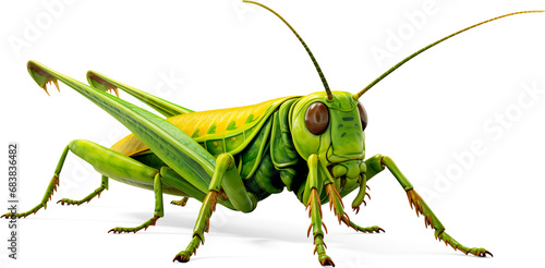 green grasshopper / locust on white background