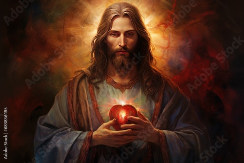 Sacred Heart of Jesus depicted in traditional Catholic art