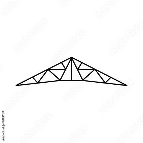 Roof metal truss construction. Icons of Roofing steel frame. Vector architectural blueprint