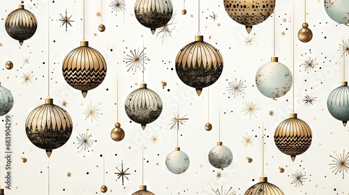 Abstract scrapbooking festive doodle backdrop with christmas ornaments, decorations. Seamless background wallpaper. Great as luxury postcard.