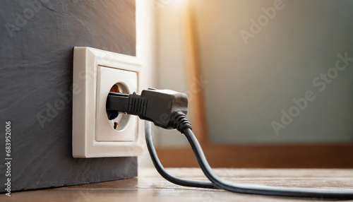 Electrical plug in outlet socket at home, the safety of electricity concept