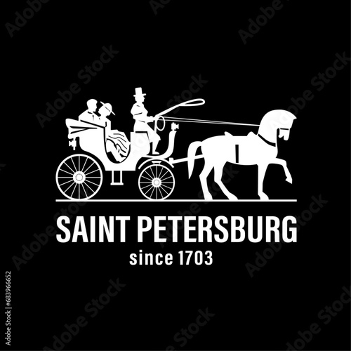 Horse coach Vector graphic T shirt design. Saint Petersburg typographic text. Download it Now