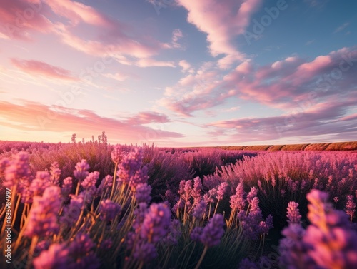 Discover the Stunning Lavender Fields: London's Hidden Blue Sky Paradise Generative AI