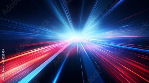 Futuristic speed motion with blue and red rays of light abstract background Ai generative