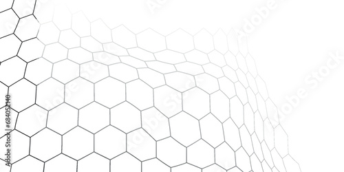 Abstract wide horizontal banner with carbon fiber grid of hexagons and orange glowing lines.