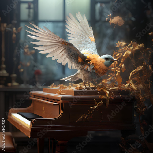 Harmony in Flight: A Feathered Serenade on the Piano