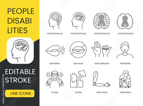 Discover inclusivity with the icon pack. From prosthetics to body language, nonverbal cues and autism awareness, editable touches expand the possibilities of designing for people with disabilities.