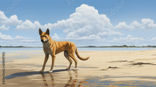 Lonely dingo on Fraser Island. generative ai