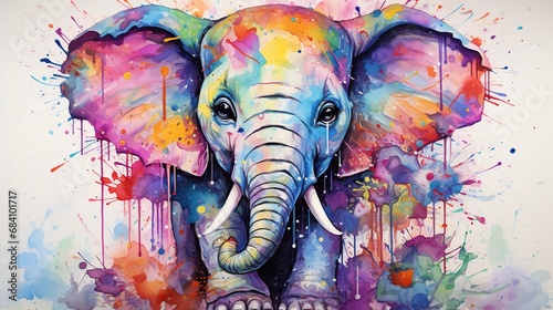 Charming elephant in a delightful artistic watercolor style majestic animal. Generative AI
