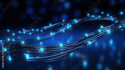 closeup of network cables, optical fiber .abstract background. Generative AI