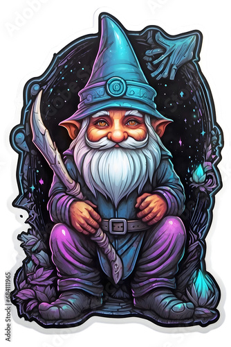 Cute Magical Warrior Gnome Warrior for Sticker Clipart Shirt Illustration Transparent PNG Generative AI