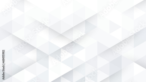 Abstract 3d white background with shadow and hexagon patten. Triangle mosaic template for technology for banner, poster, web in futuristic and technology design. Vector illustration.