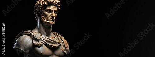 Portrait of a gentle and flawless stoic marble statue. Perfect for background and quotes. With copy space.