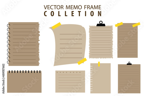 Vector memo vintage style note frame collection 