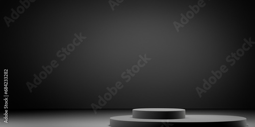 Podium on dark gray background for subject photos.Minimalistic background with podium