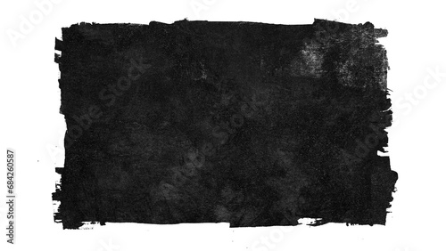 Black grunge rectangle banner made from paint roller marks on transparent background