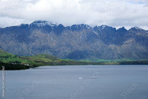 lake and mountains in Queenstown, new zealand