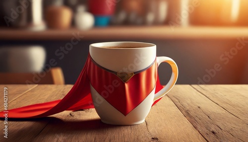 Coffee mug with a superhero cape
