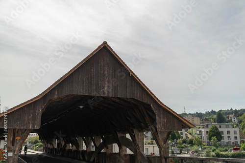 Reuss bridge over the river in Bremgarten in Switzerland